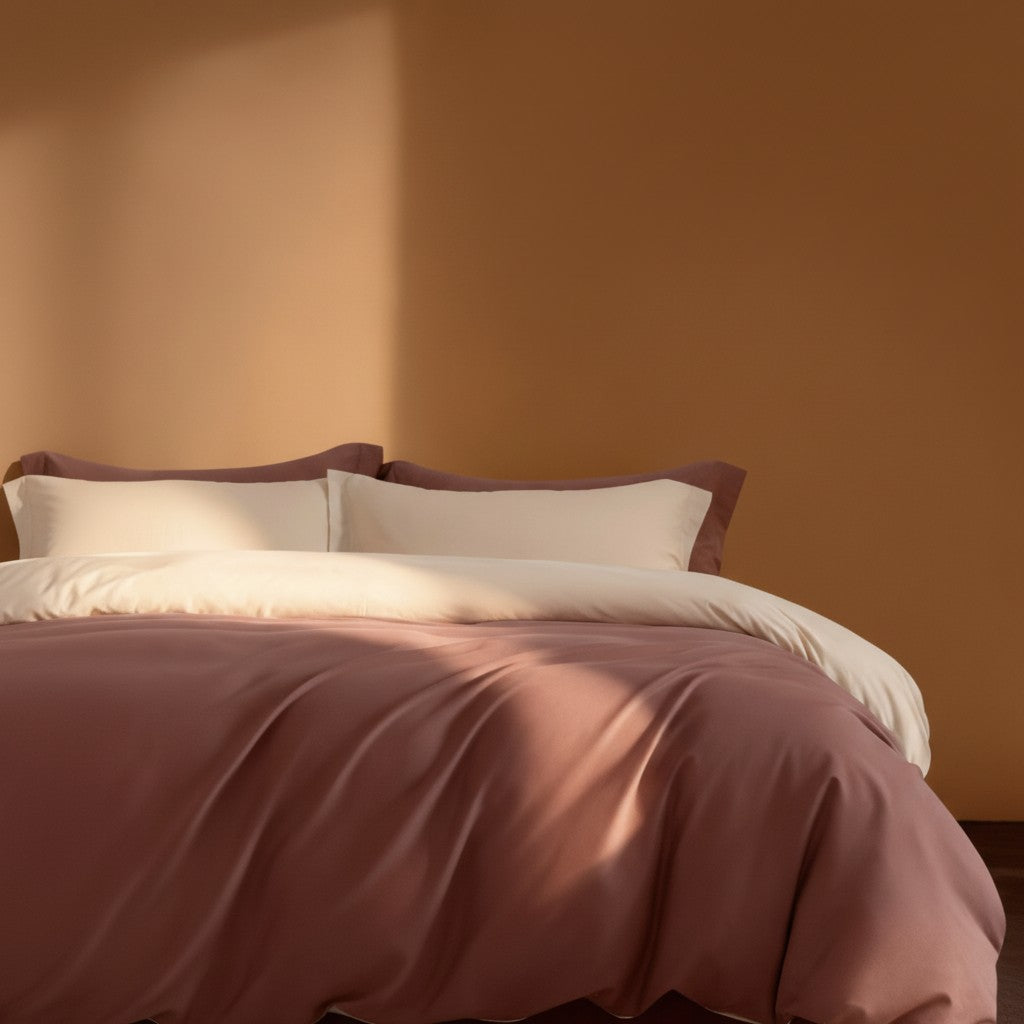 1000TC Luxury Double-Brushed Two-Tone Fitted Suite: Includes Complimentary Mulberry Silk Insert