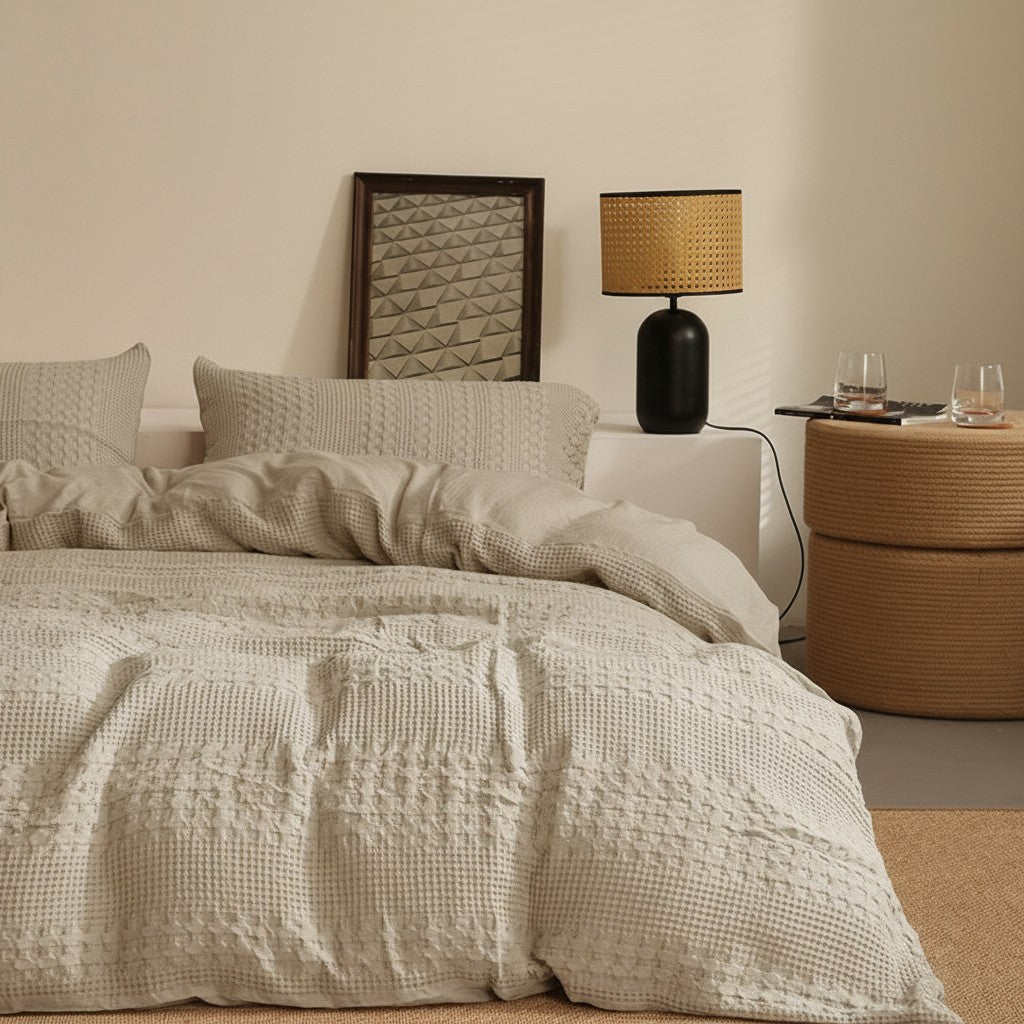 40s Cotton Waffle 4-Piece Bedding Set