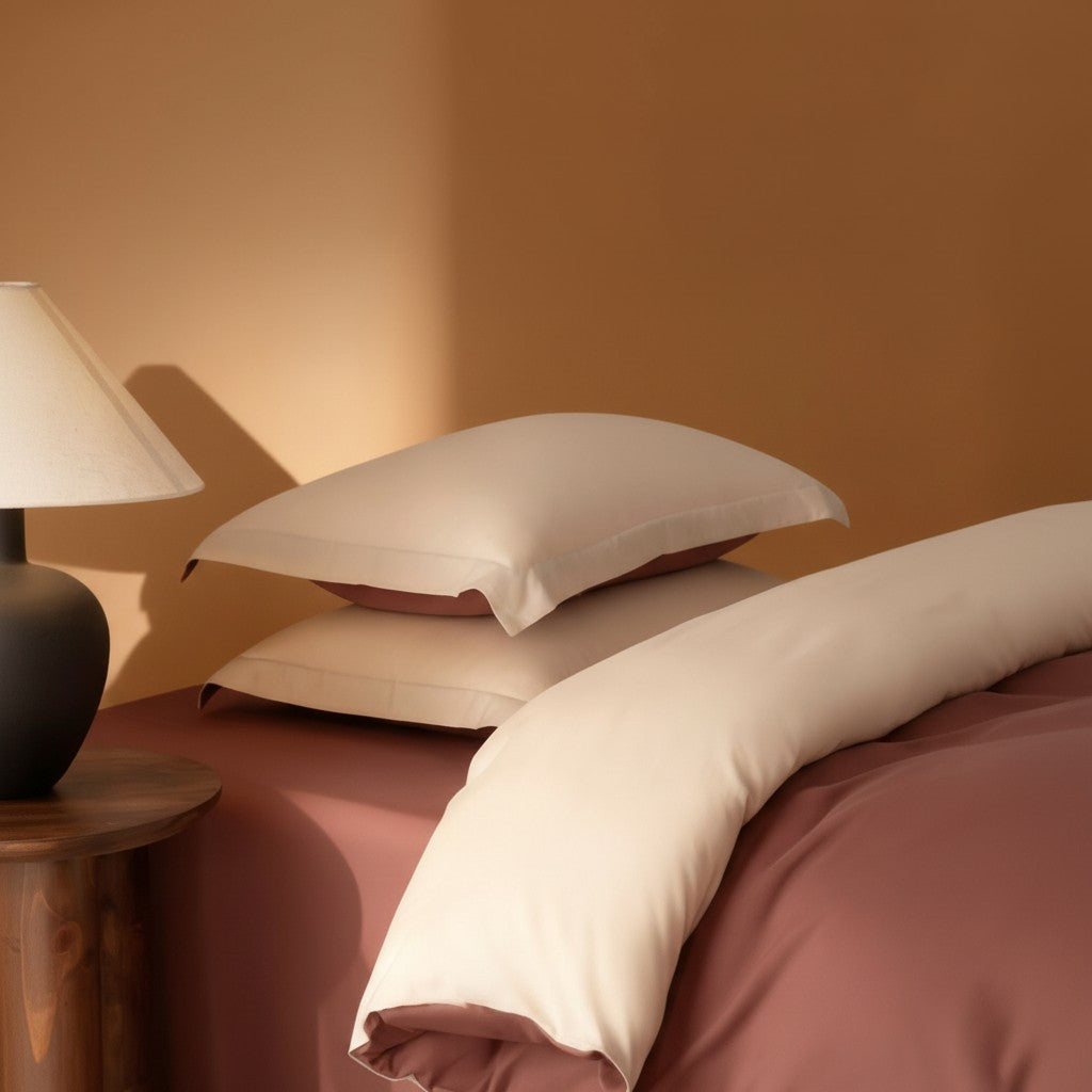1000TC Luxury Double-Brushed Two-Tone Fitted Suite: Includes Complimentary Mulberry Silk Insert