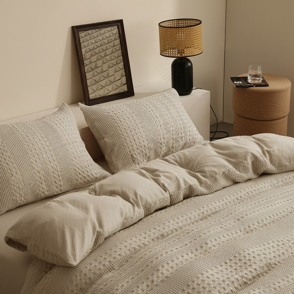 40s Cotton Waffle 4-Piece Bedding Set