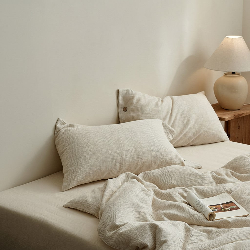 Cotton-Linen Vintage Button Flat Suite: Includes Complimentary Mulberry Silk Insert