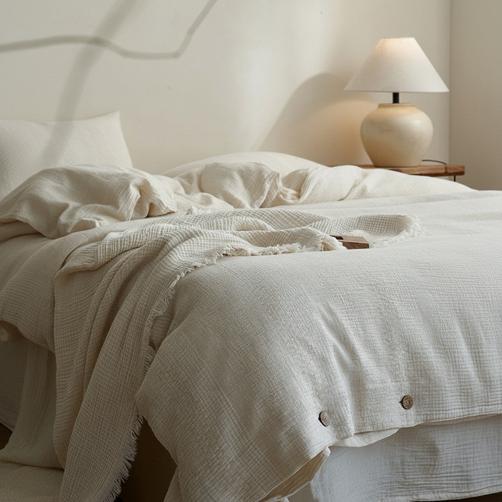 Cotton-Linen Vintage Button Flat Suite: Includes Complimentary Mulberry Silk Insert