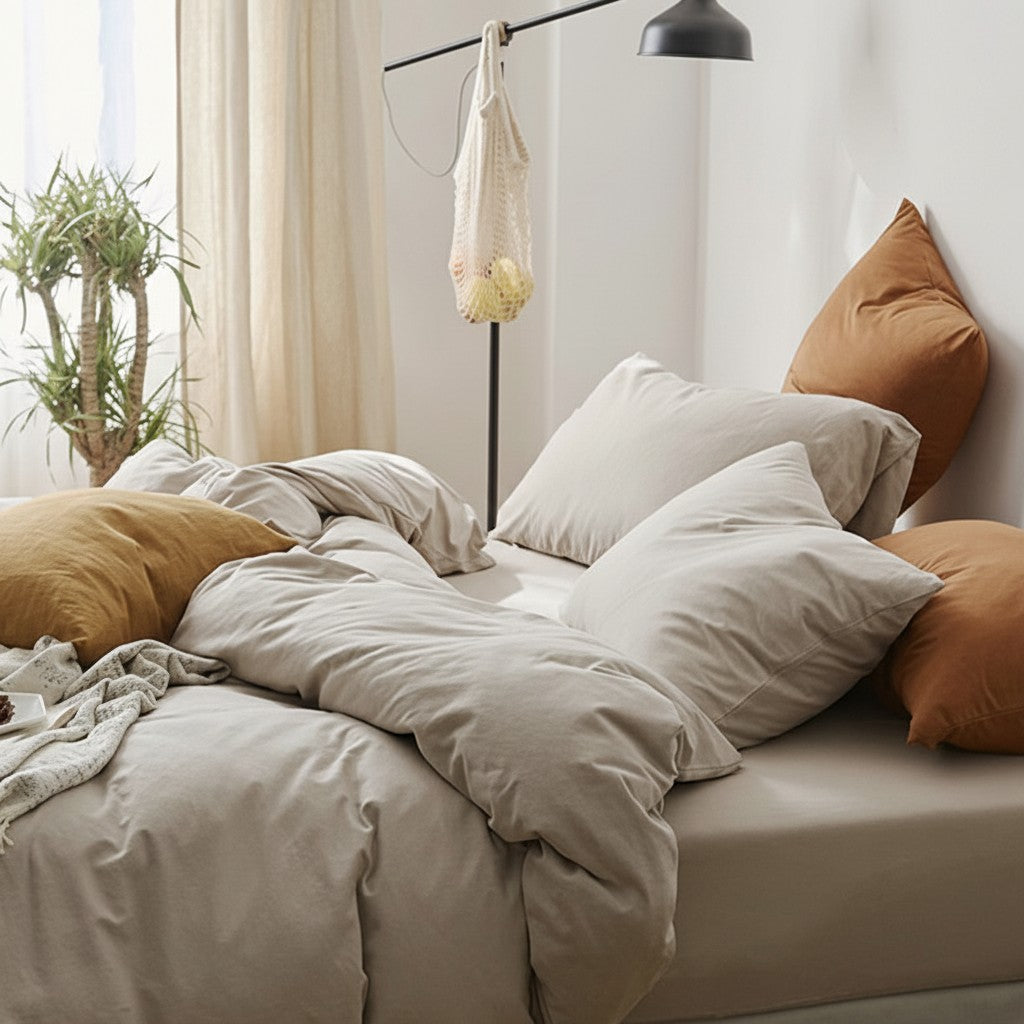 Plain Cotton Jersey Duvet Cover Set