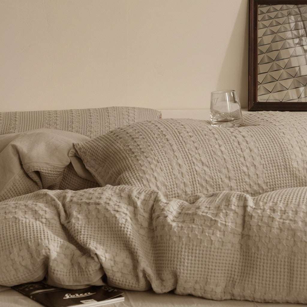 40s Cotton Waffle 4-Piece Bedding Set