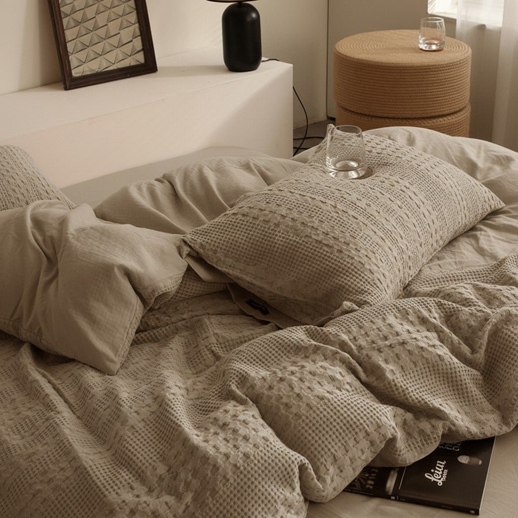 40s Cotton Waffle 4-Piece Bedding Set