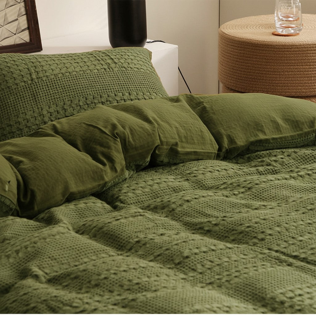 40s Cotton Waffle 4-Piece Bedding Set
