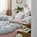 Fine Stripe Cotton Jersey 4-Piece Bedding Set | Deep Fit 14" (35cm)