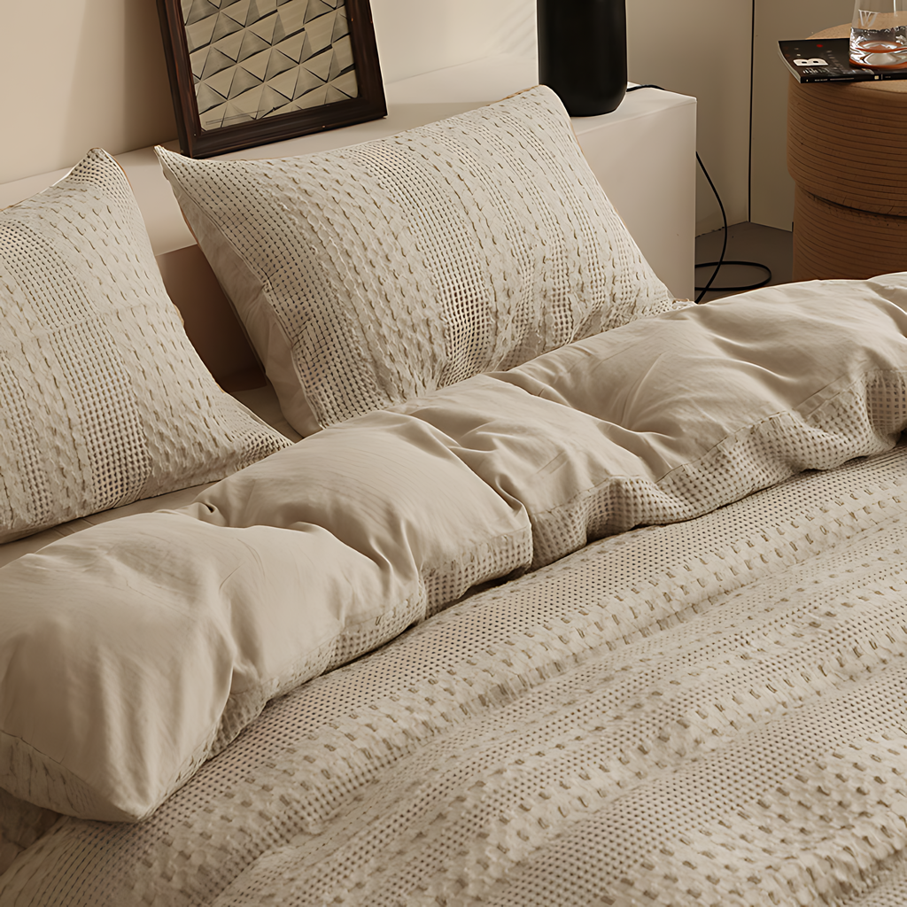 40s Cotton Waffle 4-Piece Bedding Set