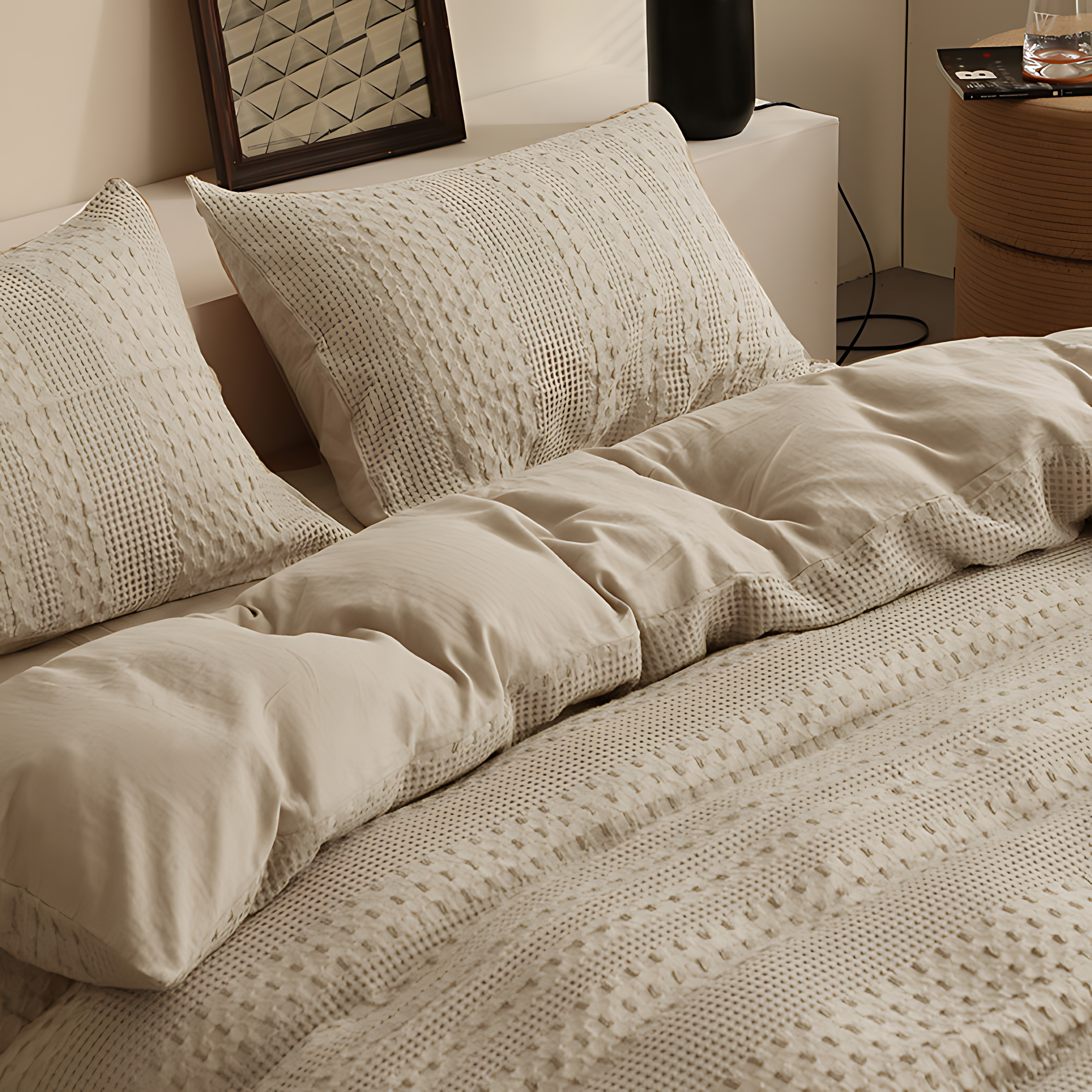 40s Cotton Waffle 4-Piece Bedding Set