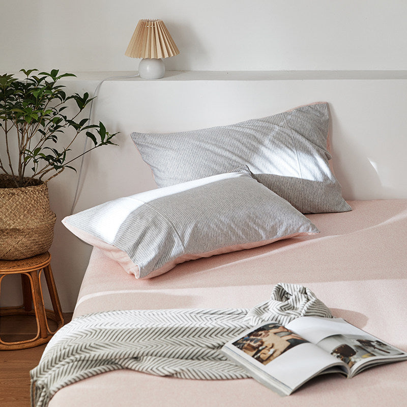 Fine Stripe Cotton Jersey Pillowcase