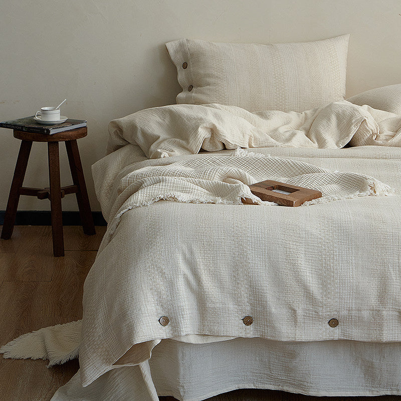 Cotton-Linen Vintage Button Flat Suite: Includes Complimentary Mulberry Silk Insert