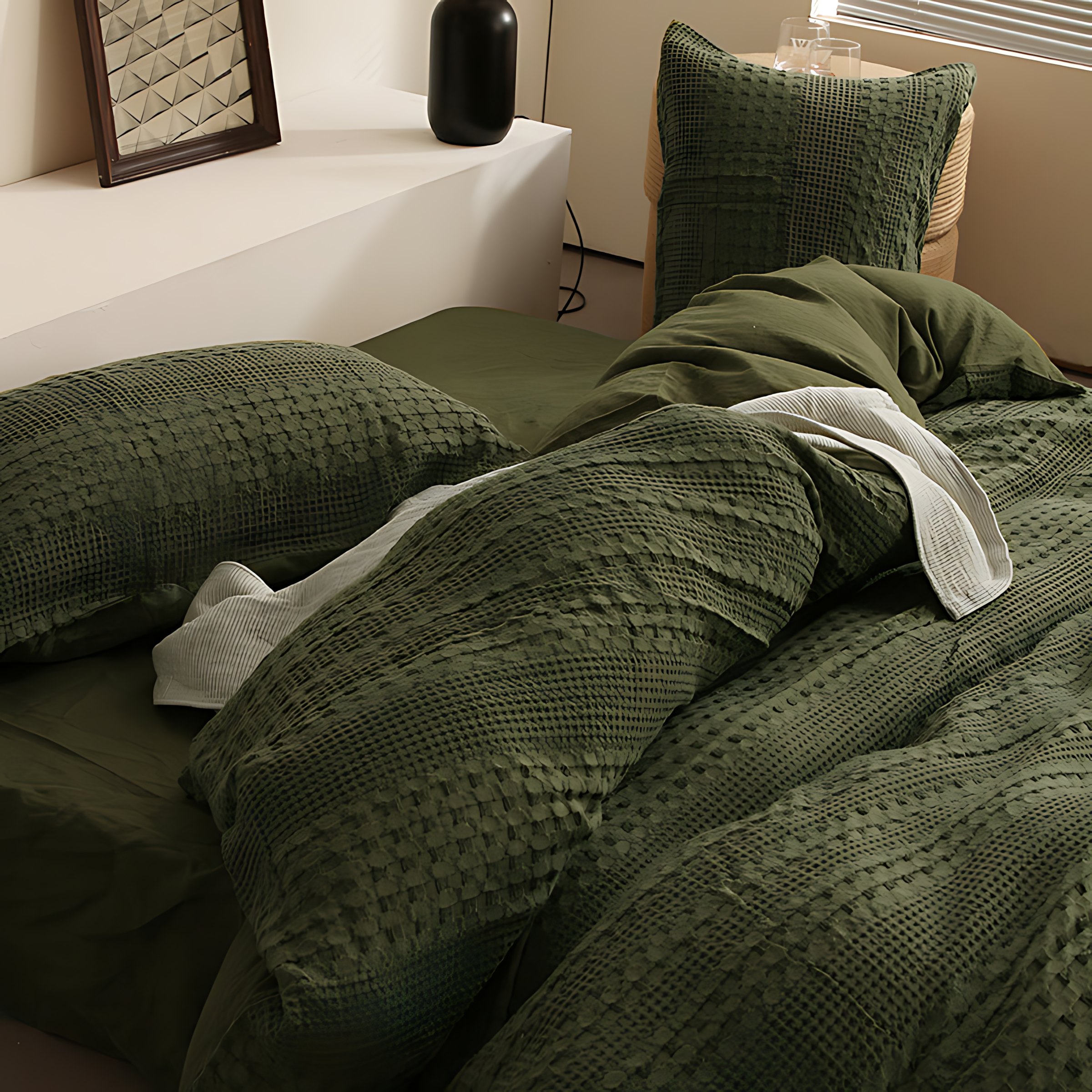 40s Cotton Waffle 4-Piece Bedding Set