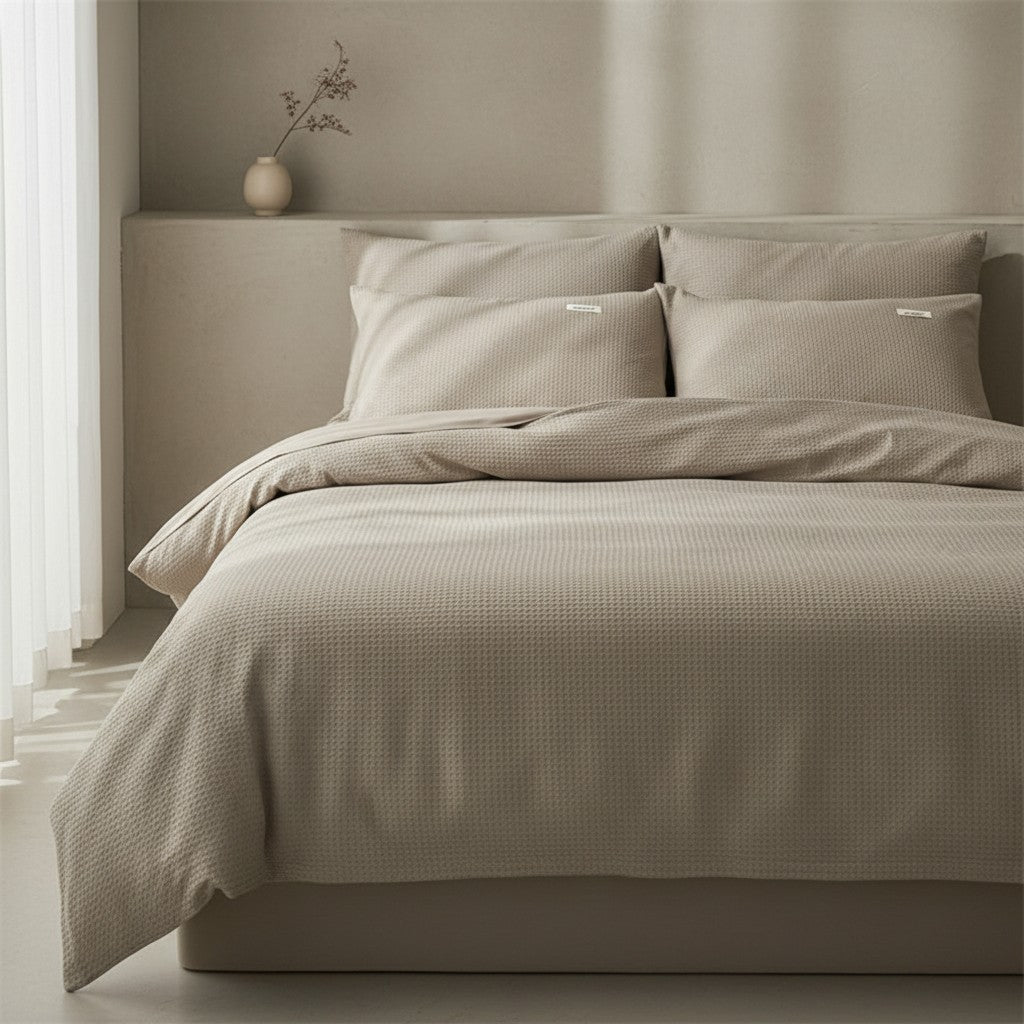 600TC Premium Waffle Texture Fitted Suite: Includes Complimentary Mulberry Silk Insert