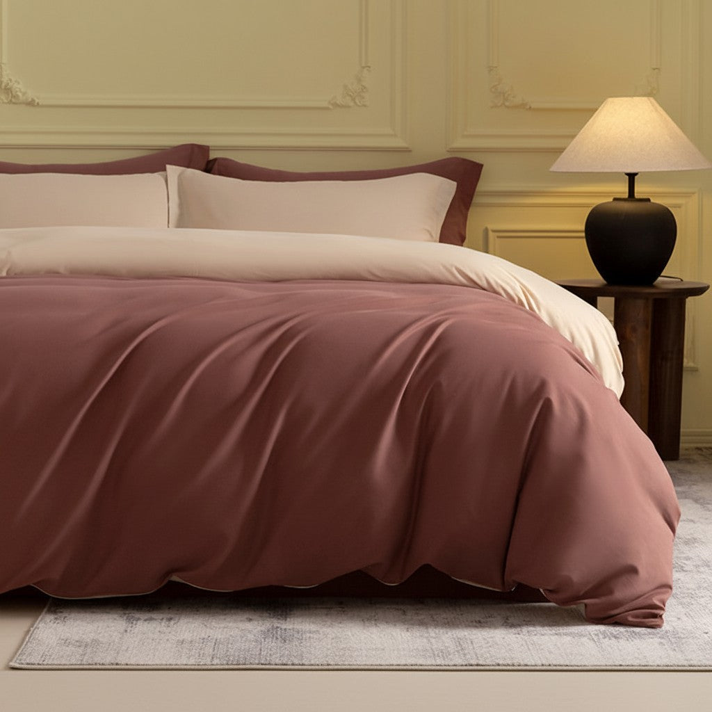 1000TC Luxury Double-Brushed Two-Tone Fitted Suite: Includes Complimentary Mulberry Silk Insert