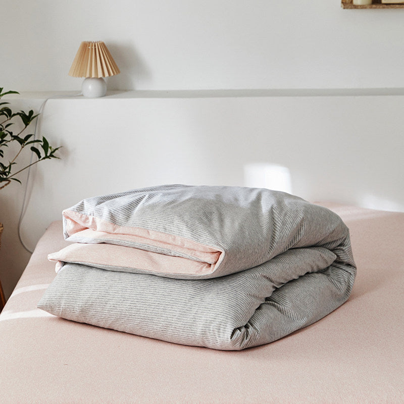 Fine Stripe Cotton Jersey Duvet Cover