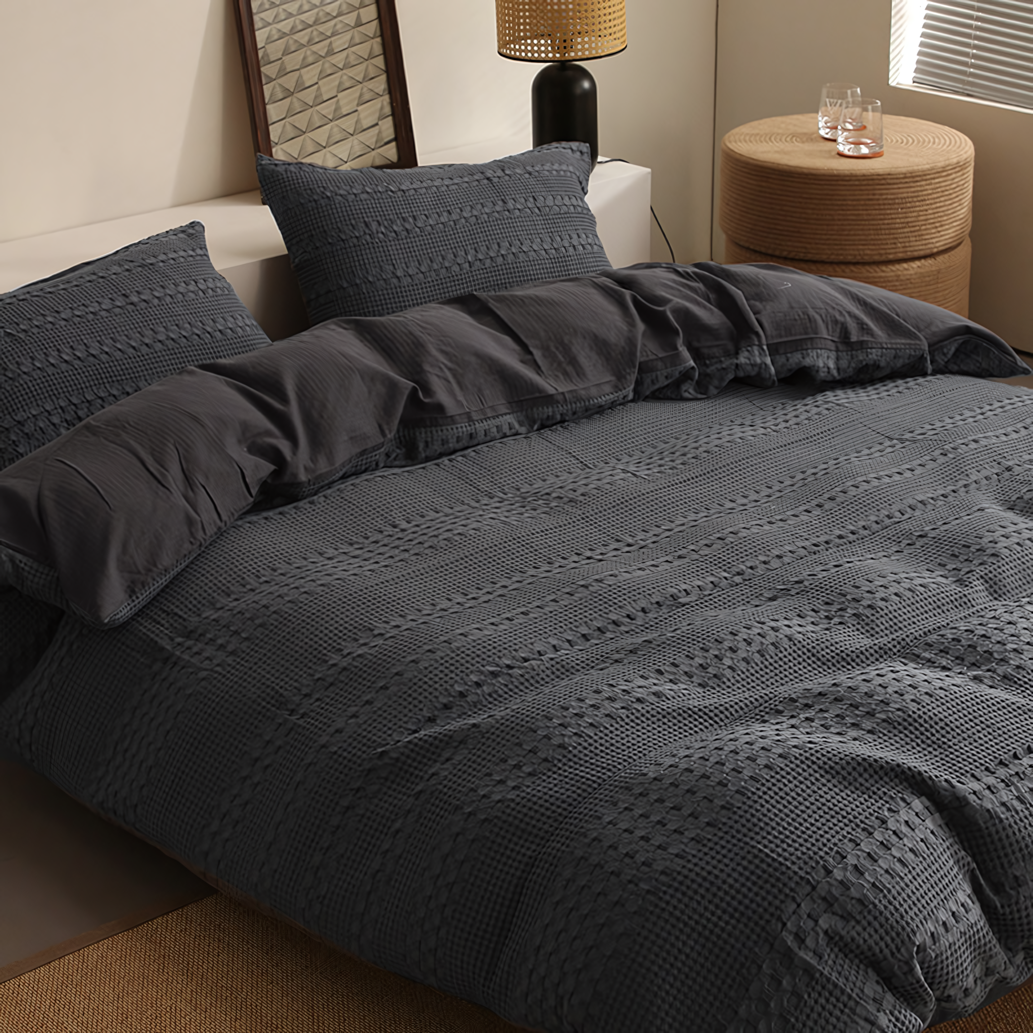 40s Cotton Waffle 4-Piece Bedding Set