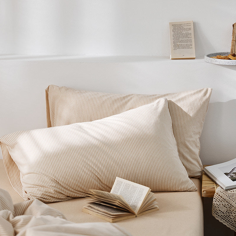 Fine Stripe Cotton Jersey Pillowcase