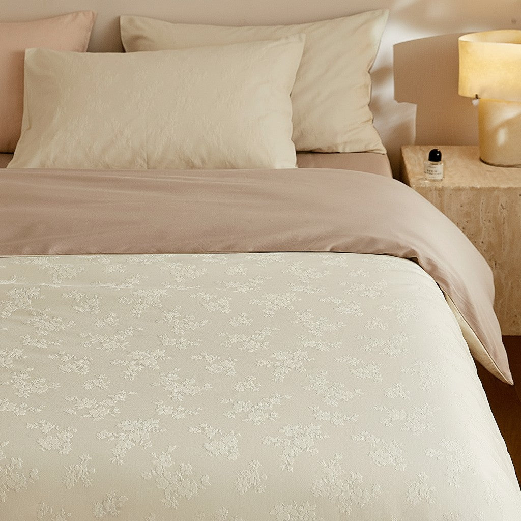 300TC Artisanal Floral Jacquard Fitted Suite: Includes Complimentary Mulberry Silk Insert