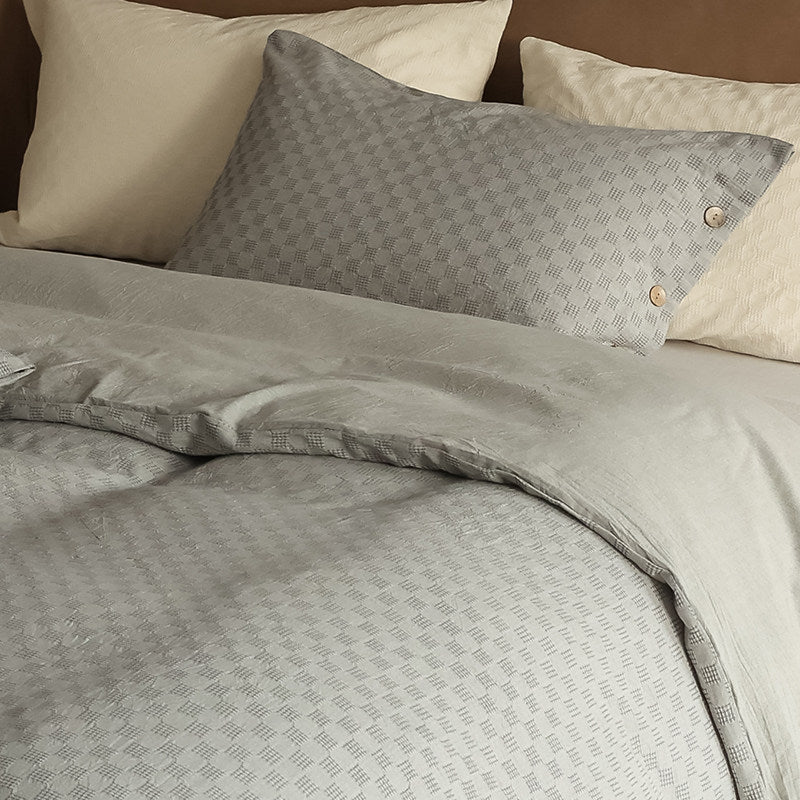 300TC Washed Cotton Checkerboard Jacquard Flat Suite: Includes Complimentary Mulberry Silk Insert
