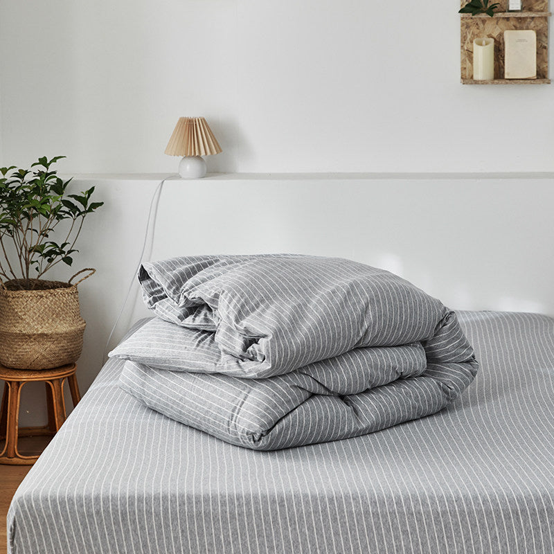 Fine Stripe Cotton Jersey Duvet Cover