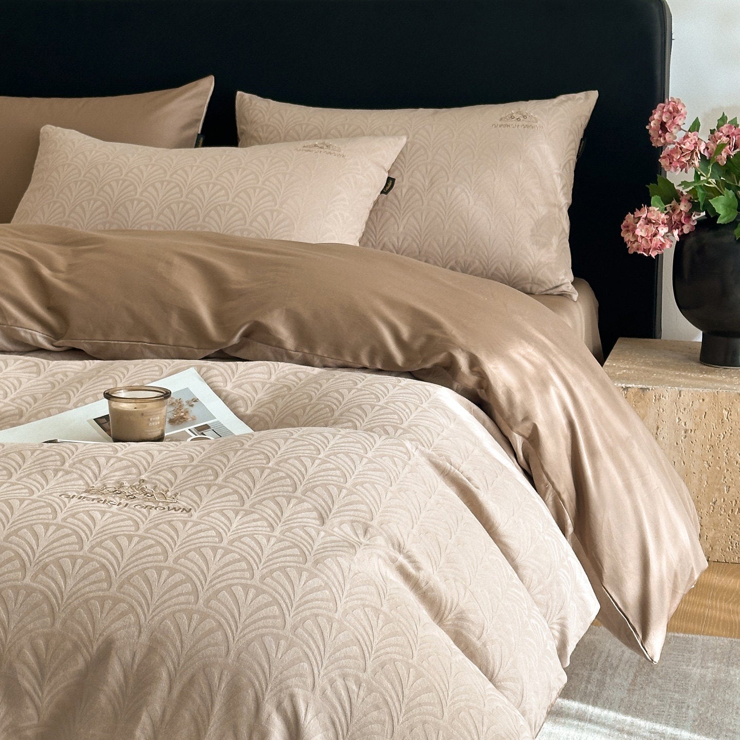 1000TC Artisanal Crown Jacquard Fitted Suite: Includes Complimentary Mulberry Silk Insert