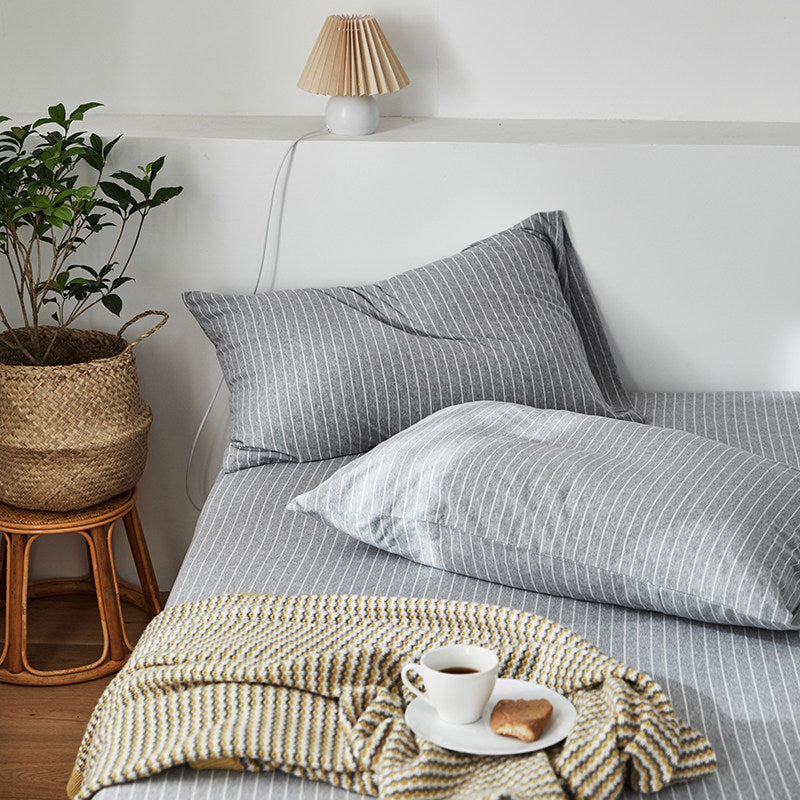 Fine Stripe Cotton Jersey Pillowcase