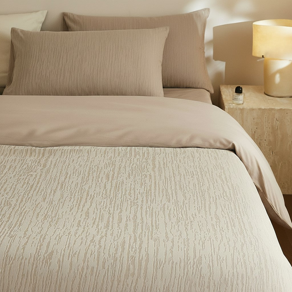 300TC Artisanal Floral Jacquard Fitted Suite: Includes Complimentary Mulberry Silk Insert