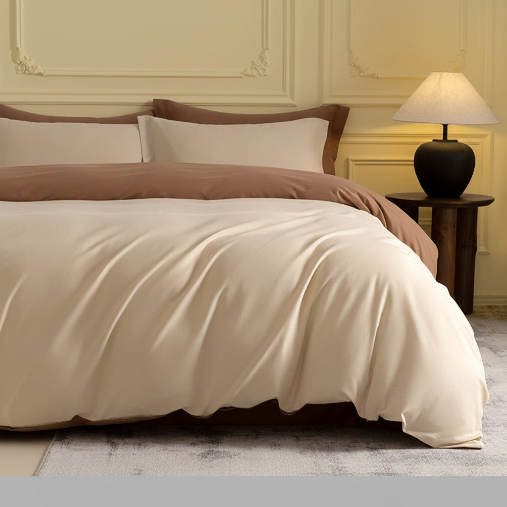 1000TC Luxury Double-Brushed Two-Tone Fitted Suite: Includes Complimentary Mulberry Silk Insert