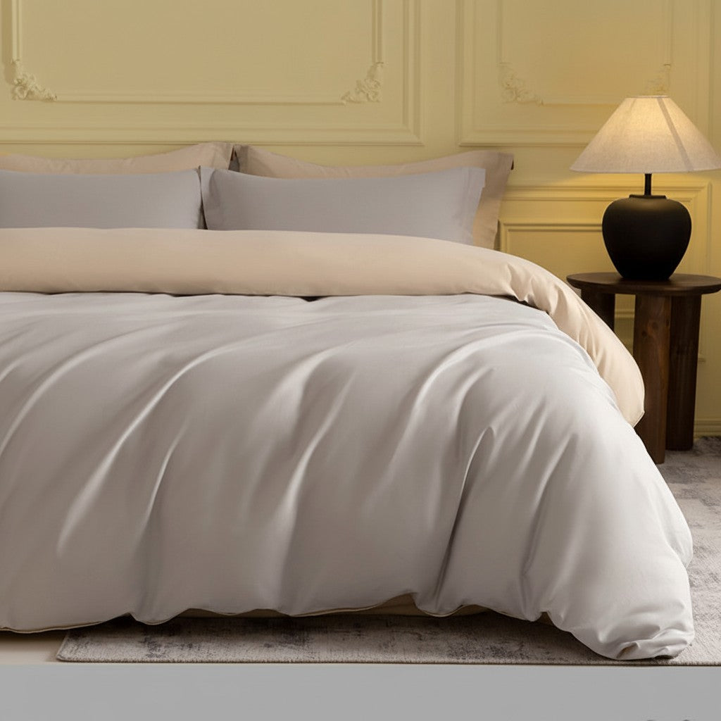 1000TC Luxury Double-Brushed Two-Tone Fitted Suite: Includes Complimentary Mulberry Silk Insert