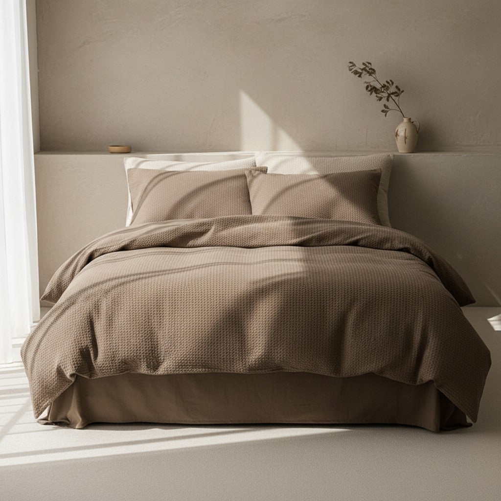 600TC Premium Waffle Texture Fitted Suite: Includes Complimentary Mulberry Silk Insert