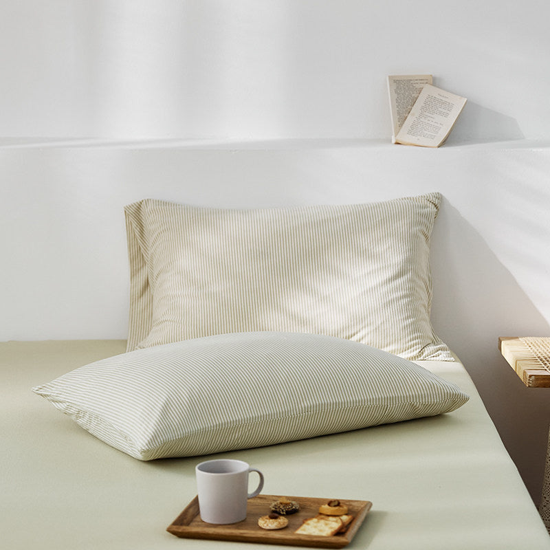 Fine Stripe Cotton Jersey Pillowcase