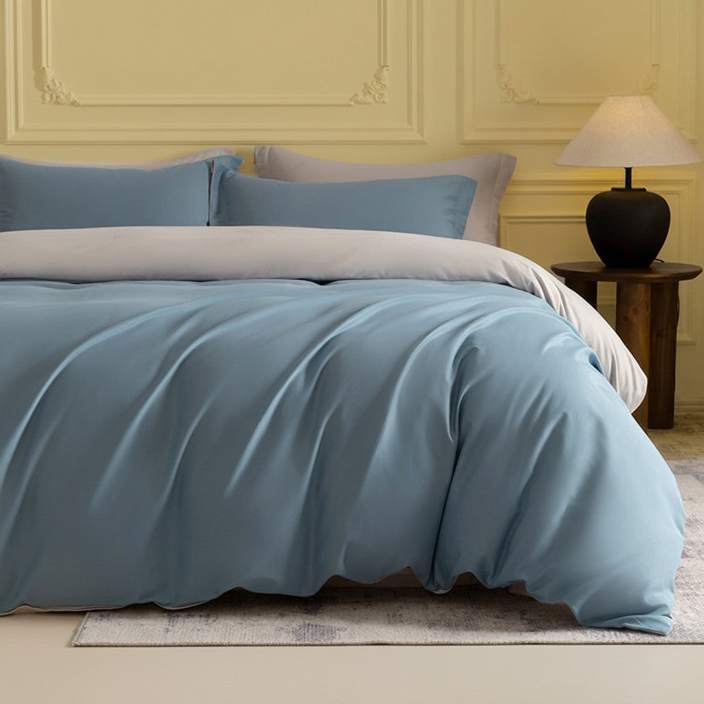 1000TC Luxury Double-Brushed Two-Tone Fitted Suite: Includes Complimentary Mulberry Silk Insert