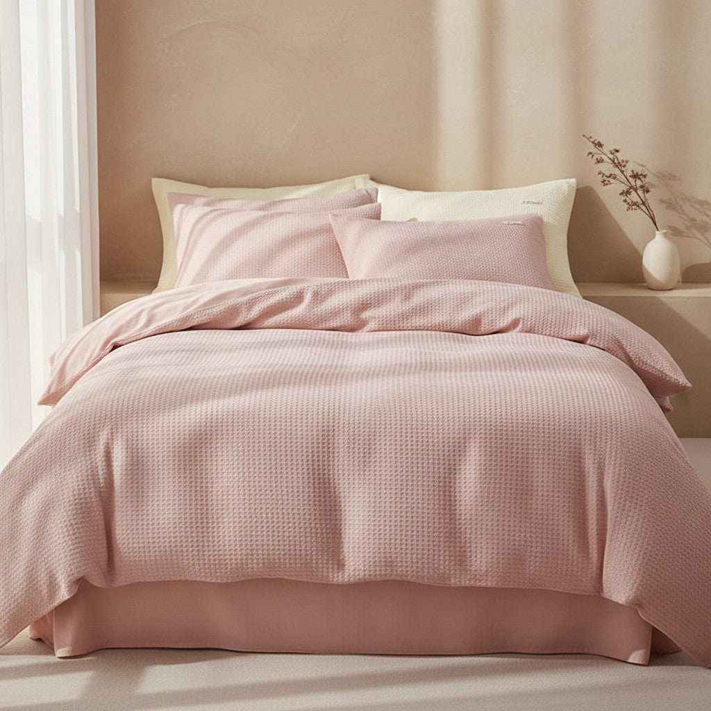 600TC Premium Waffle Texture Fitted Suite: Includes Complimentary Mulberry Silk Insert