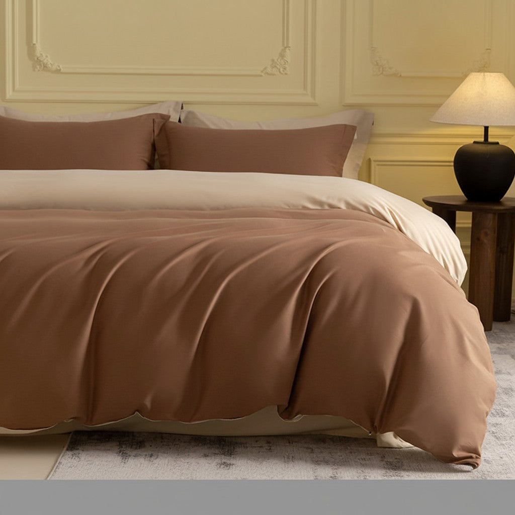 1000TC Luxury Double-Brushed Two-Tone Fitted Suite: Includes Complimentary Mulberry Silk Insert