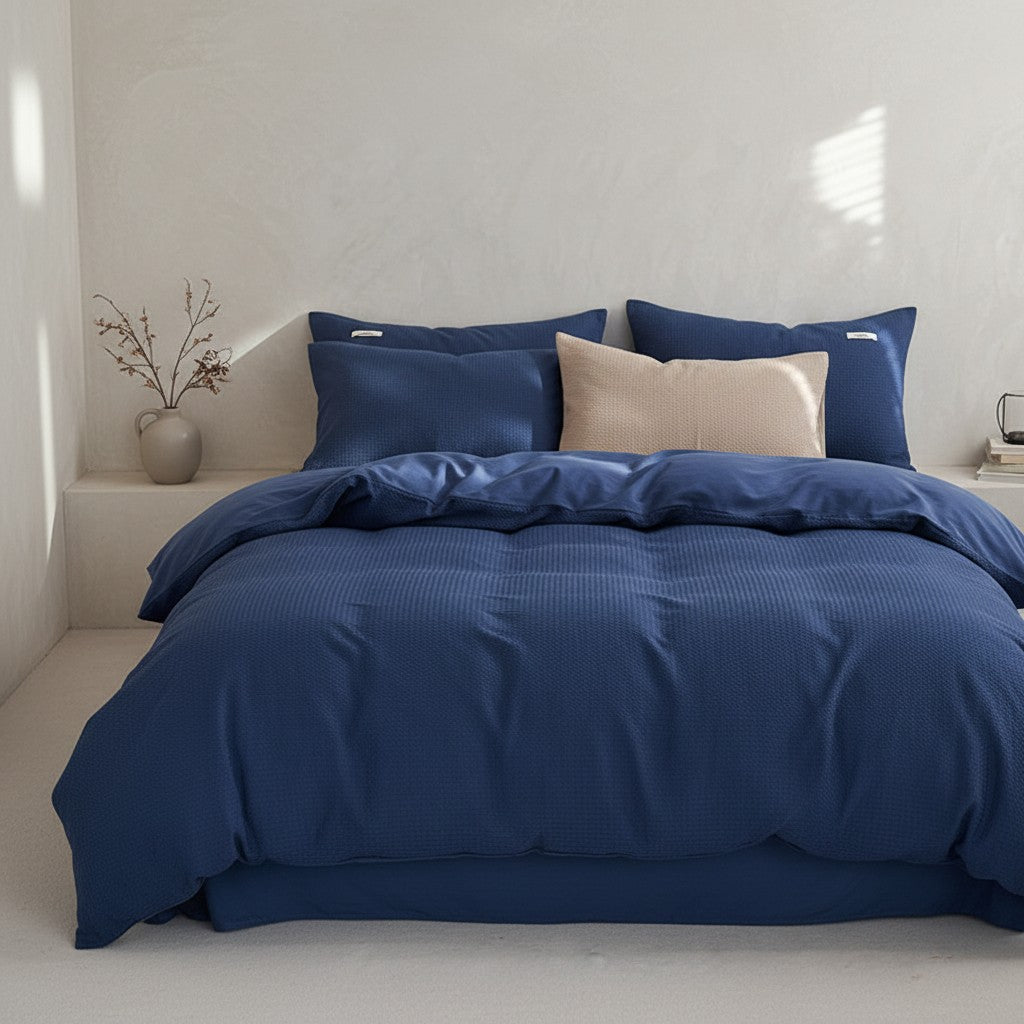 600TC Premium Waffle Texture Fitted Suite: Includes Complimentary Mulberry Silk Insert