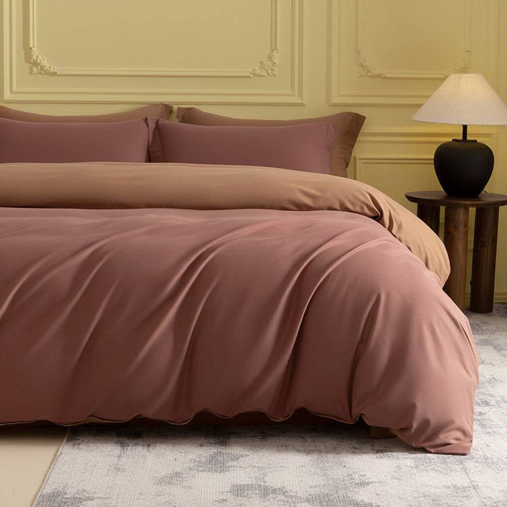 1000TC Luxury Double-Brushed Two-Tone Fitted Suite: Includes Complimentary Mulberry Silk Insert