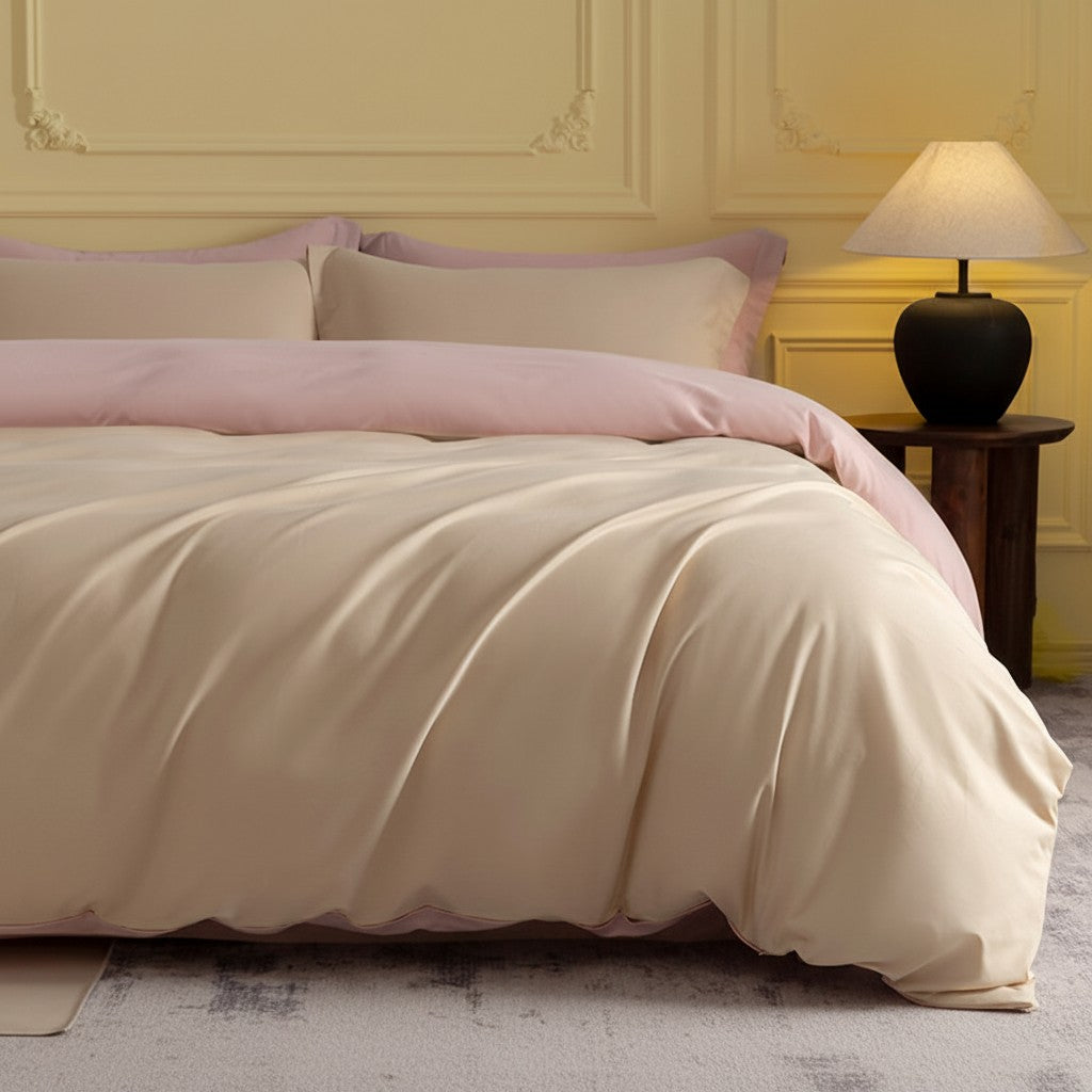 1000TC Luxury Double-Brushed Two-Tone Fitted Suite: Includes Complimentary Mulberry Silk Insert