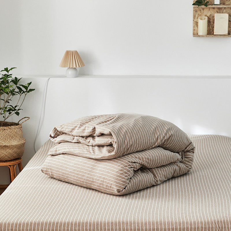 Fine Stripe Cotton Jersey Duvet Cover