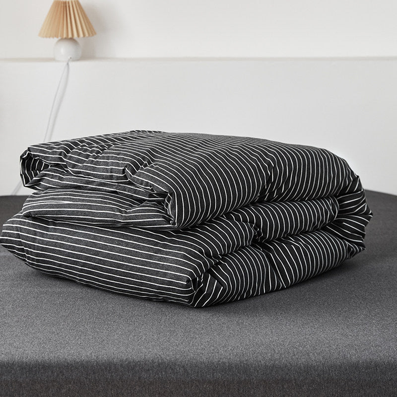 Fine Stripe Cotton Jersey Duvet Cover
