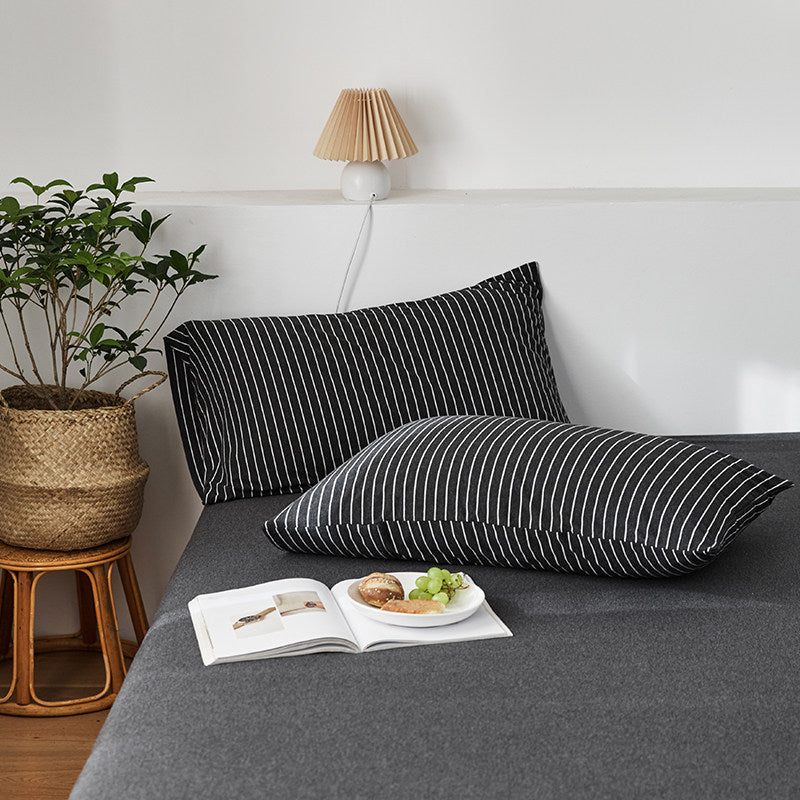 Fine Stripe Cotton Jersey Pillowcase