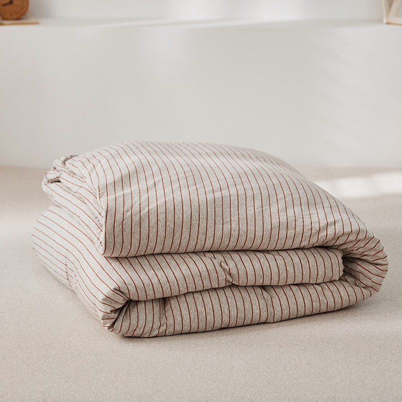 Fine Stripe Cotton Jersey Duvet Cover