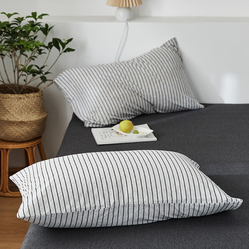 Fine Stripe Cotton Jersey Pillowcase