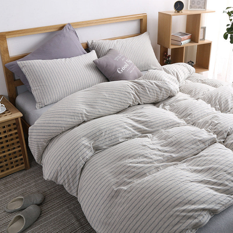 Fine Stripe Cotton Jersey Duvet Cover
