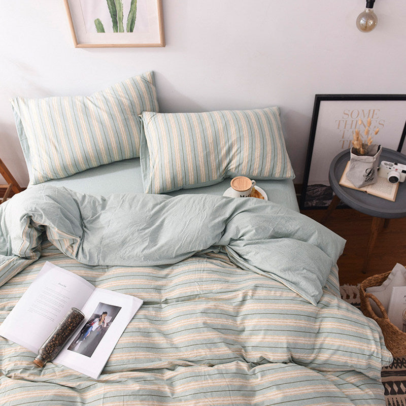 Fine Stripe Cotton Jersey Duvet Cover