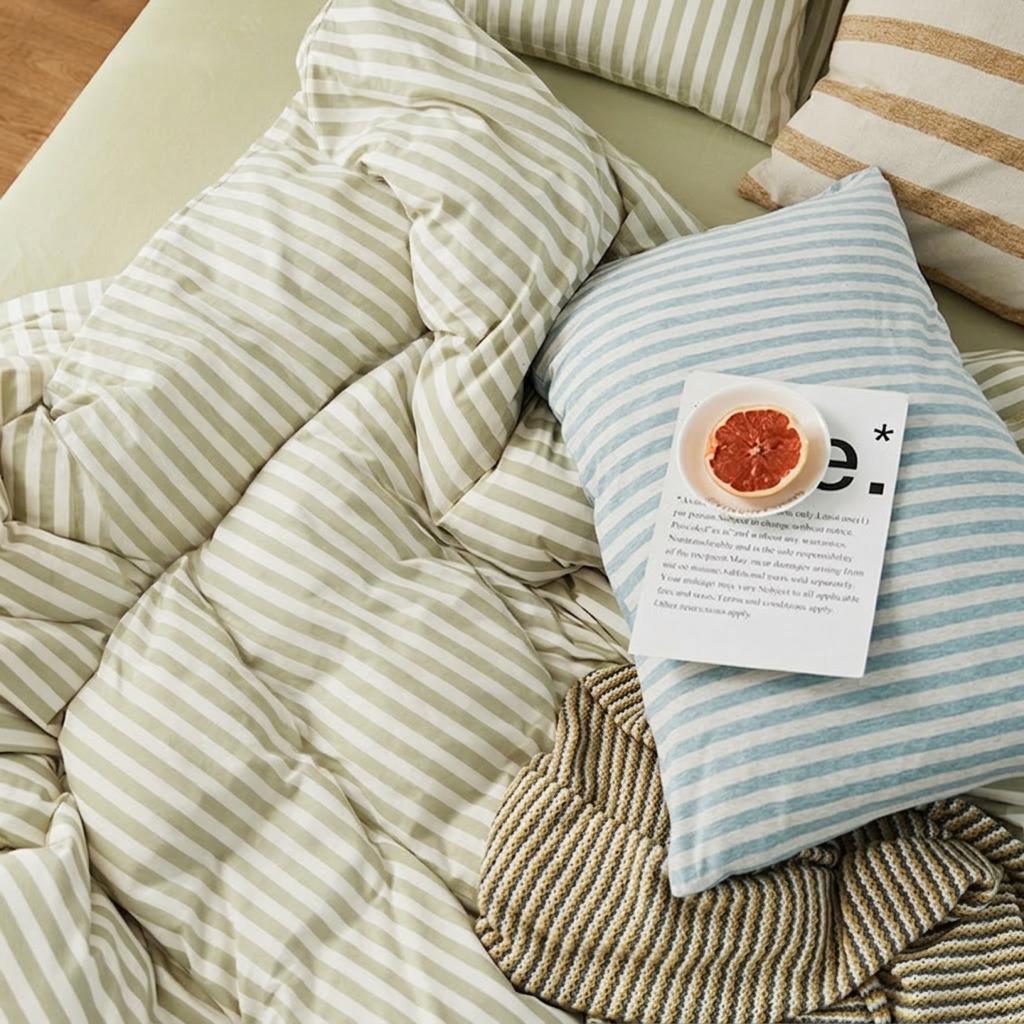 Classic Stripe Cotton Jersey 4-Piece Bedding Set | Standard Fit 10" (25cm)