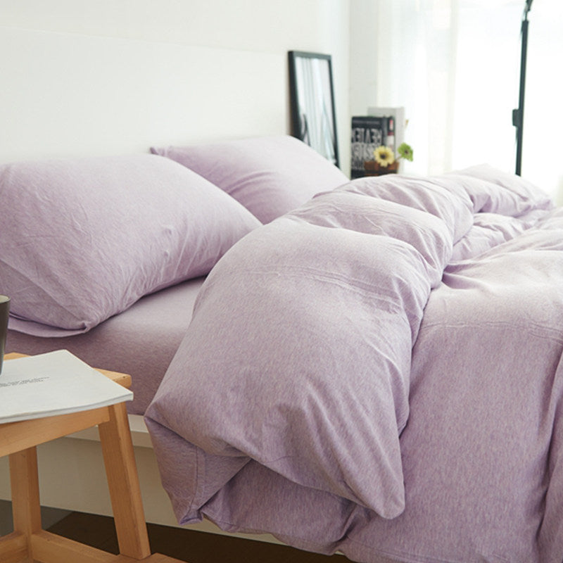 Plain Cotton Jersey 4-Piece Bedding Set | Deep Fit 14" (35cm)