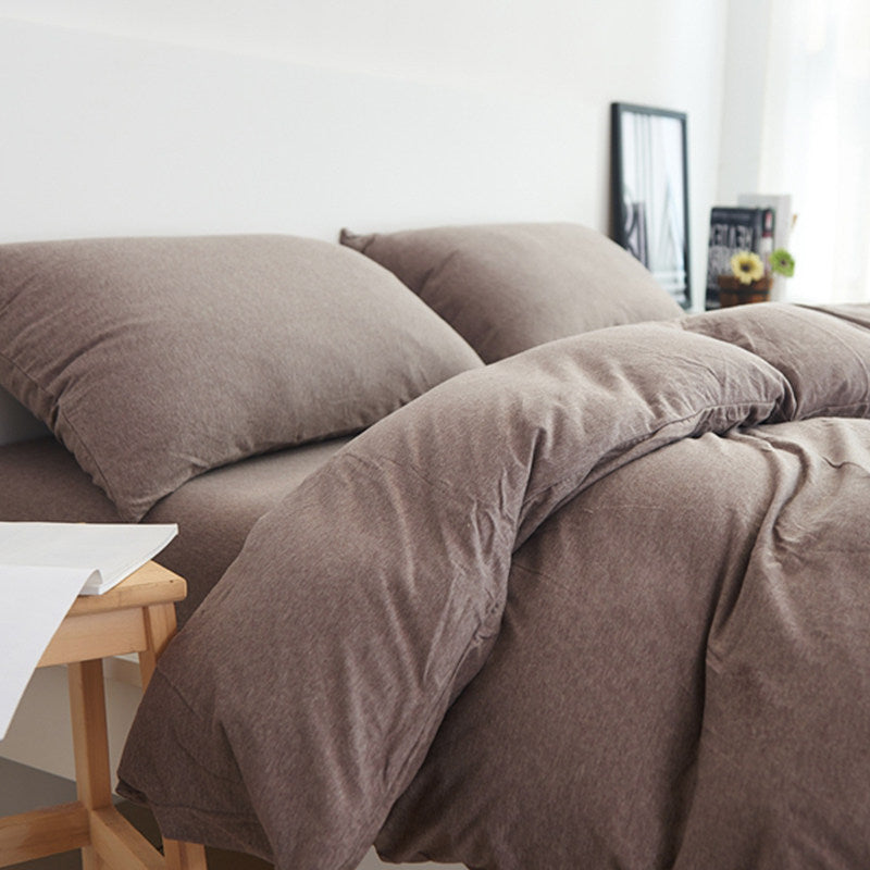Plain Cotton Jersey 4-Piece Bedding Set | Standard Fit 10" (25cm)