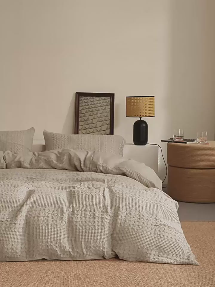 40s Cotton Waffle 4-Piece Bedding Set
